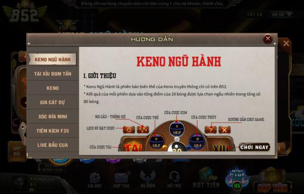 Các Loại Cược Trong Keno B52 Club